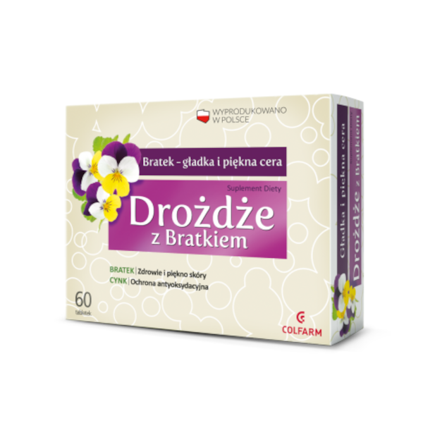 Colfarm, Drożdże z Bratkiem, tabletki, 60 szt.