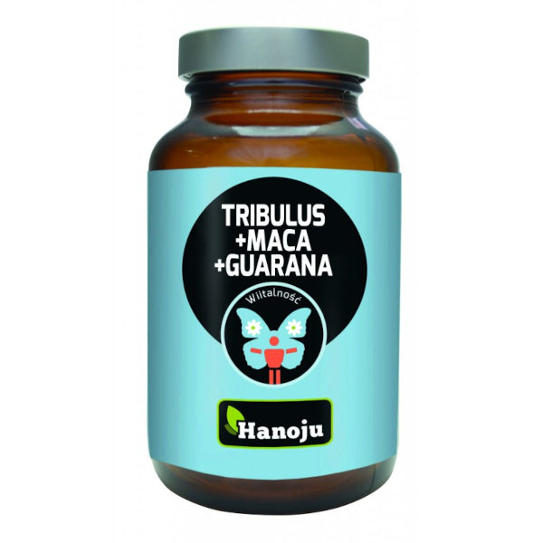 Hanoju, Tribulus + Maca + Guarana 500 mg, kapsułki vege, 90 szt.