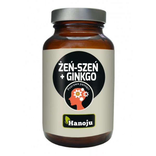 Hanoju, Żeń-szeń 300 mg + Ginkgo Biloba 200 mg, kapsułki vege, 60 szt.