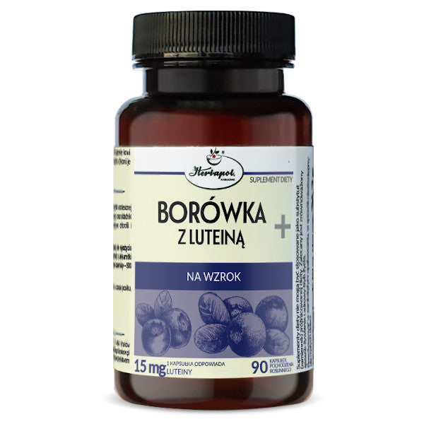 Herbapol Kraków, Borówka z Luteiną+, na wzrok, 15 mg luteiny, kapsułki vege, 90 szt.