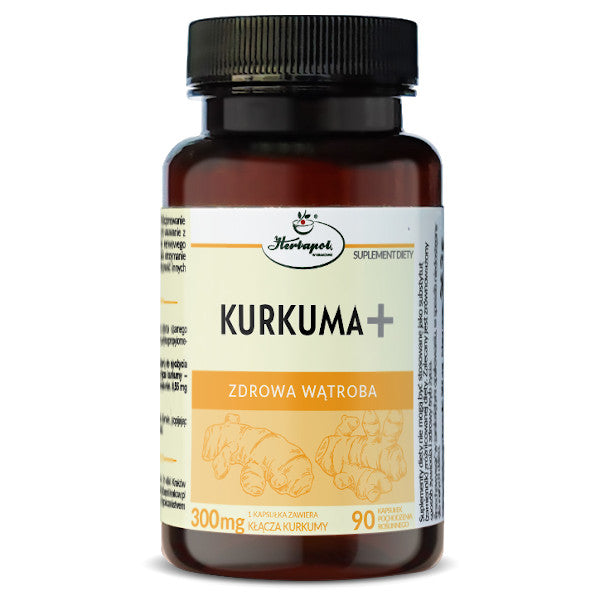 Herbapol Kraków, Kurkuma+, zdrowa wątroba, 300 mg kłącza kurkumy, kapsułki vege, 90 szt.