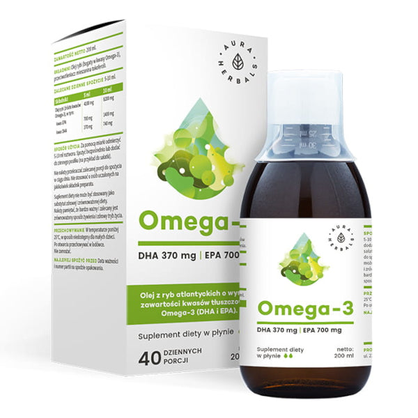 Aura Herbals, Omega-3 (DHA 370 mg i EPA 700 mg), płyn, 200 ml
