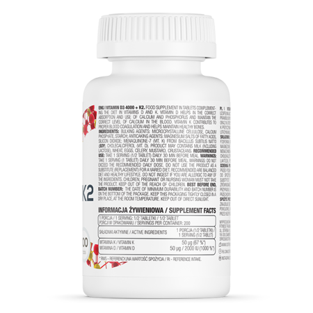 OstroVit, Vitamin D3 4000 + K2, tabletki, 100 szt.