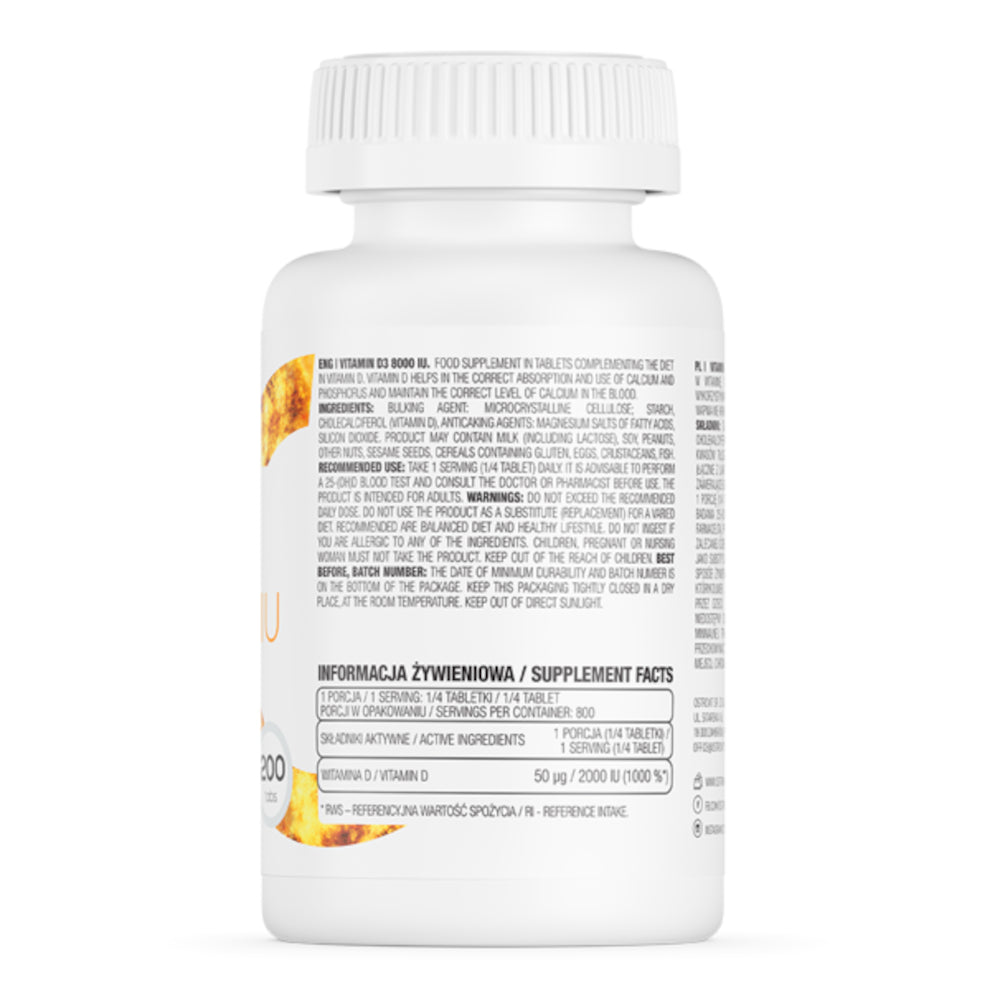 Vitamin D3 8000 IU, tabletki, 200 szt.