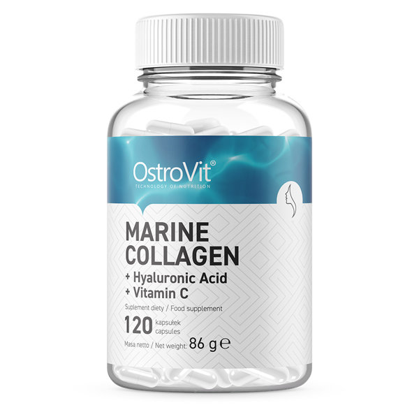 OstroVit, Marine Collagen with Hyaluronic Acid and Vitamin C, kapsułki, 120 szt.