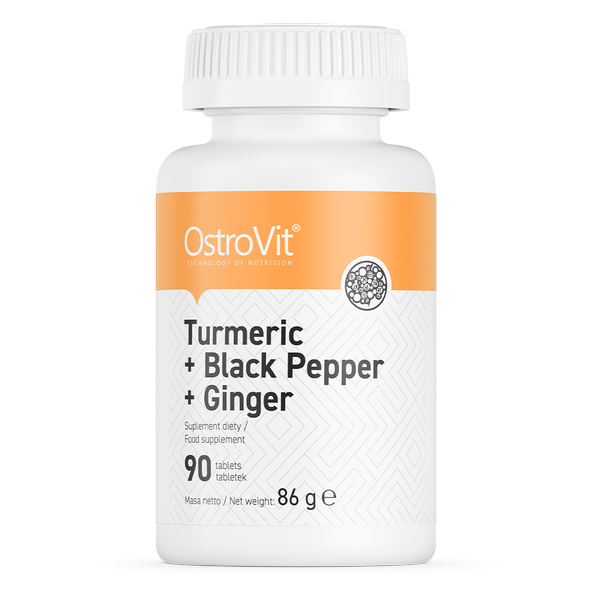 OstroVit, Turmeric + Black Pepper + Ginger, tabletki, 90 szt.