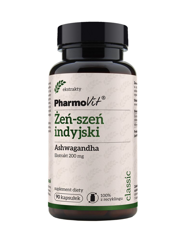PharmoVit, Ashwagandha (Żeń-szeń indyjski) 200 mg, kapsułki, 90 szt. ekstrakt 20:1