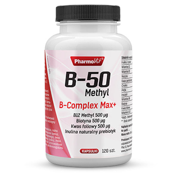 PharmoVit, B-50 Methyl B-Complex Max+, kapsułki, 120 szt.
