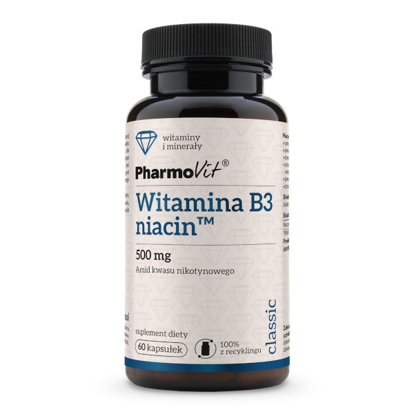 PharmoVit, Witamina B3 niacin™ Niacyna 500 mg, kapsułki, 60 szt.