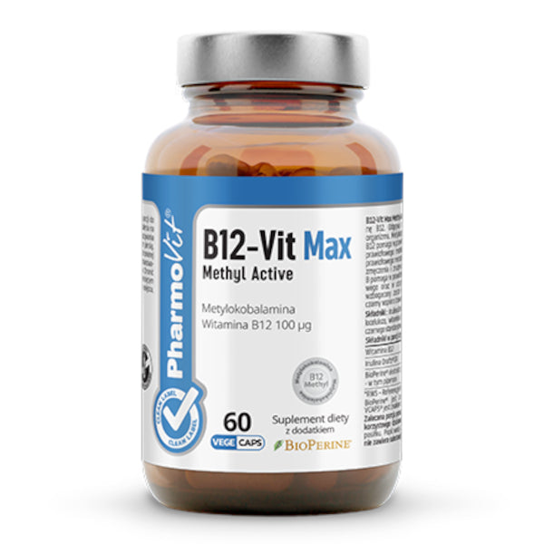 PharmoVit, Clean Label, B12-Vit Max Methyl Active 100 µg, kapsułki vege, 60 szt.