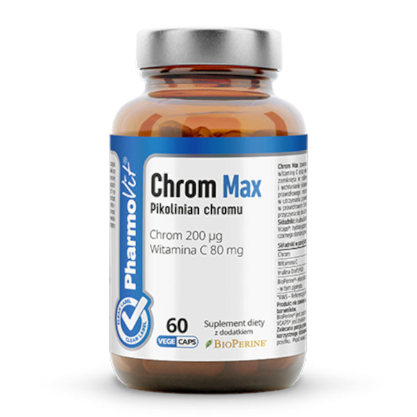 PharmoVit, Clean Label, Chrom Max (Pikolinian chromu) 200 µg, kapsułki vege, 60 szt.