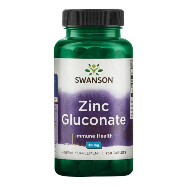 Swanson, Cynk glukonian (Zinc gluconate) 30 mg, tabletki, 250 szt.