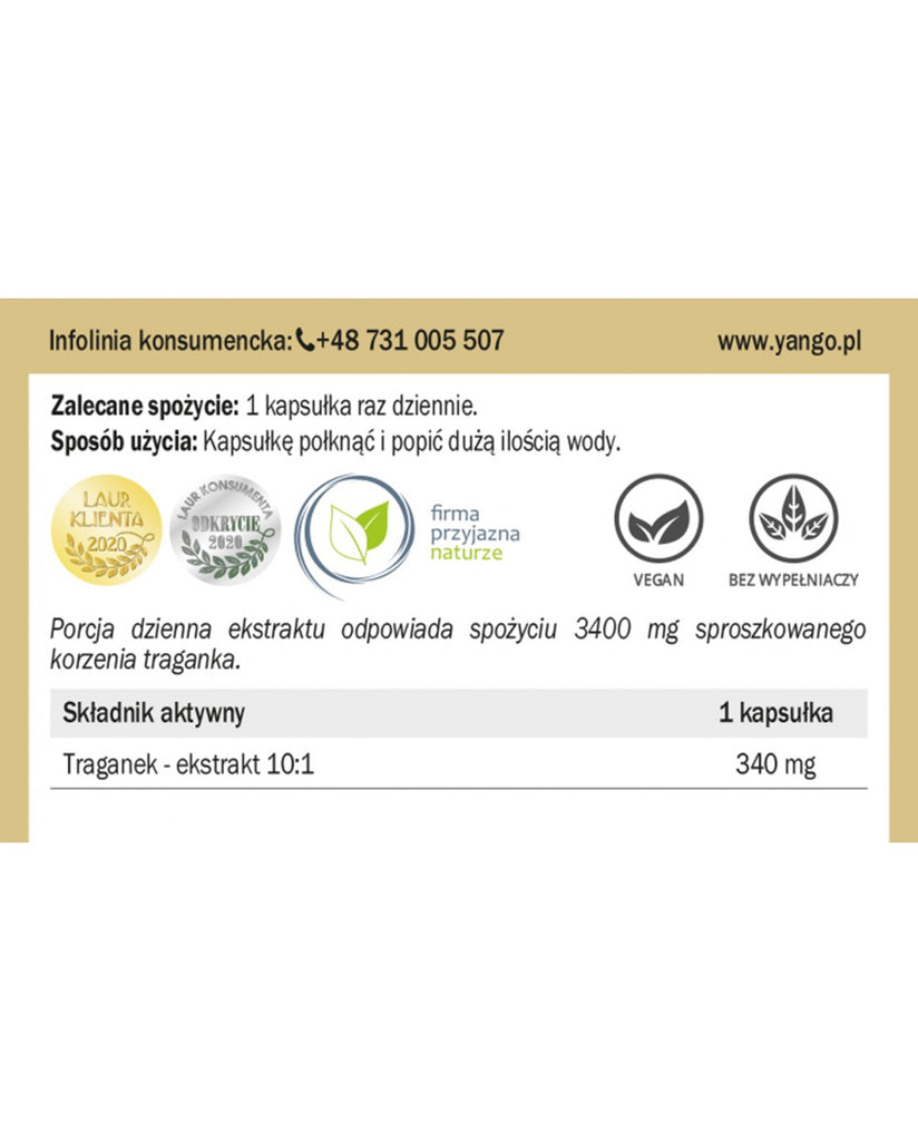 YANGO, Astragalus (Traganek) - ekstrakt 10:1, kapsułki wege, 100 szt. 5905279845121
