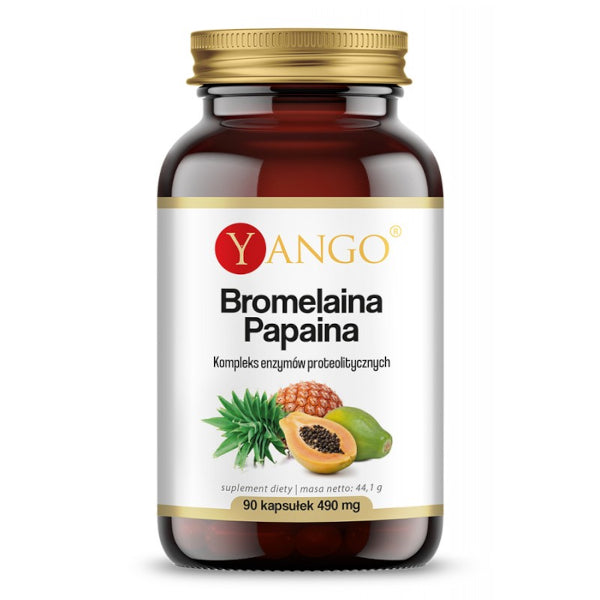 YANGO, Bromelaina + Papaina, kapsułki vege, 90 szt.