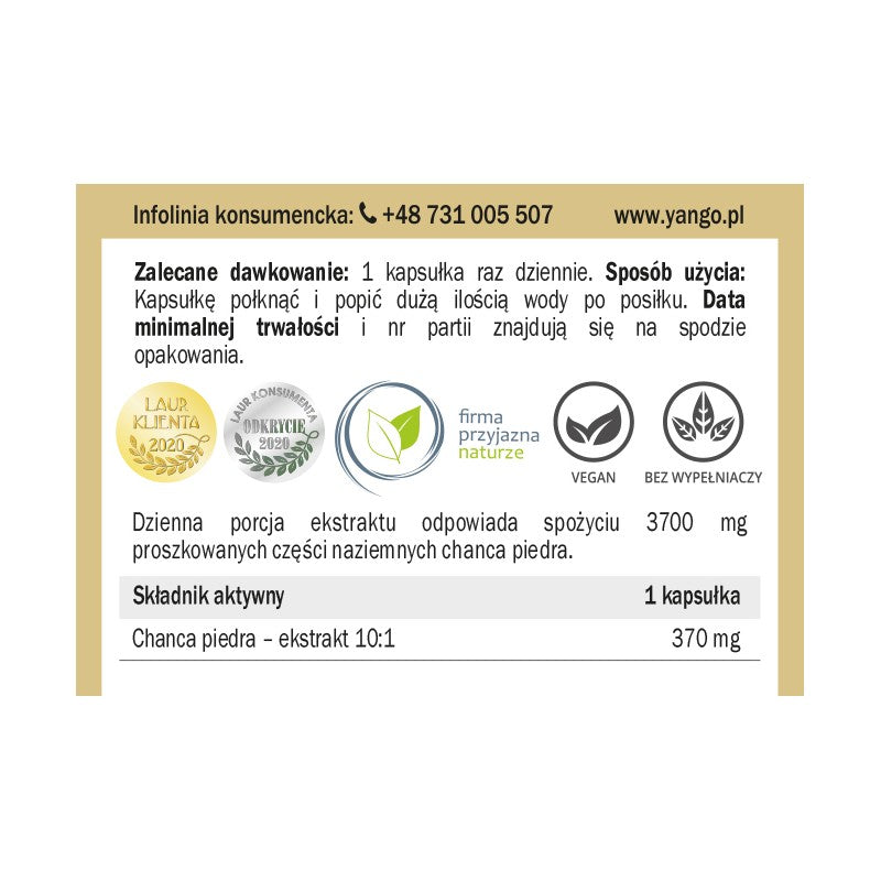 YANGO, Chanca piedra, kapsułki vege, 90 szt.
