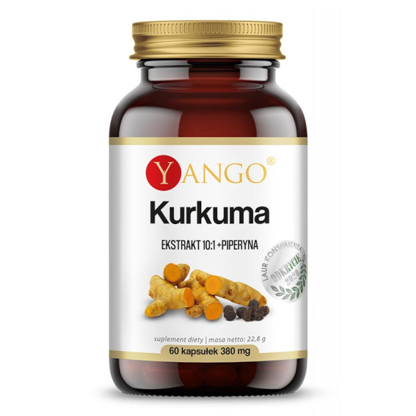 YANGO, Kurkuma - ekstrakt 10:1 + piperyna, kapsułki vege, 60 szt.