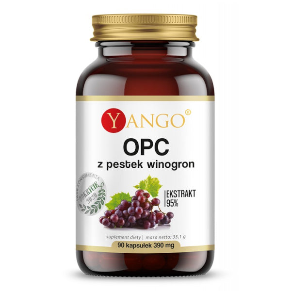 YANGO, OPC 95% ekstrakt z pestek winogron, kapsułki vege, 90 szt.