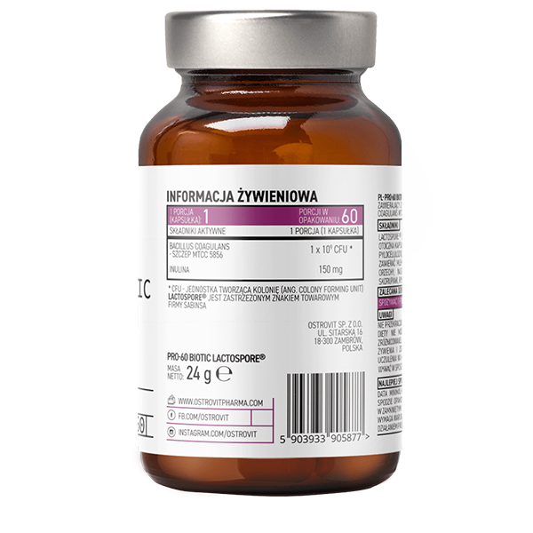 OstroVit Pharma, PRO-60 BIOTIC LactoSpor, kapsułki, 60 szt.