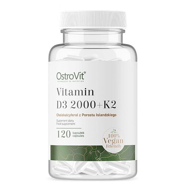 OstroVit, Vitamin D3 2000 + K2, kapsułki wege, 120 szt.